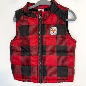 Healthtex Baby Buffalo Plaid Puffer Vest In Red Black Size 18 Months